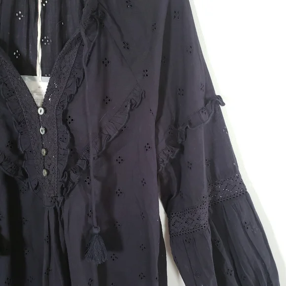 Arnhem Boho Western Prairie Blouse Midnight Black - Picture 8 of 17